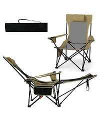 Mecale Reclining Camping Chair with Removable Footrest and Adjustable Backrest