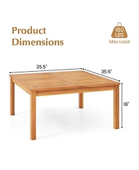 Gouun 35.5 In Solid Acacia Wood Outdoor Coffee Table with Slatted Drainage Top