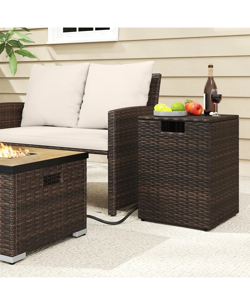 Gouun Rattan Propane Tank Cover and Patio Side Table 20 Lb Tank Storage 80 Lb Top