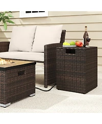 Gouun Rattan Propane Tank Cover and Patio Side Table 20 Lb Tank Storage 80 Lb Top