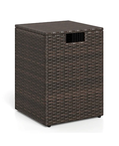 Gouun Rattan Propane Tank Cover and Patio Side Table 20 Lb Tank Storage 80 Lb Top