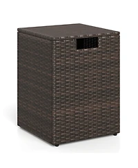 Gouun Rattan Propane Tank Cover and Patio Side Table 20 Lb Tank Storage 80 Lb Top