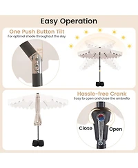 Gouun 9 Feet Outdoor Patio Umbrella with Solar Led Lights and Weighted Base