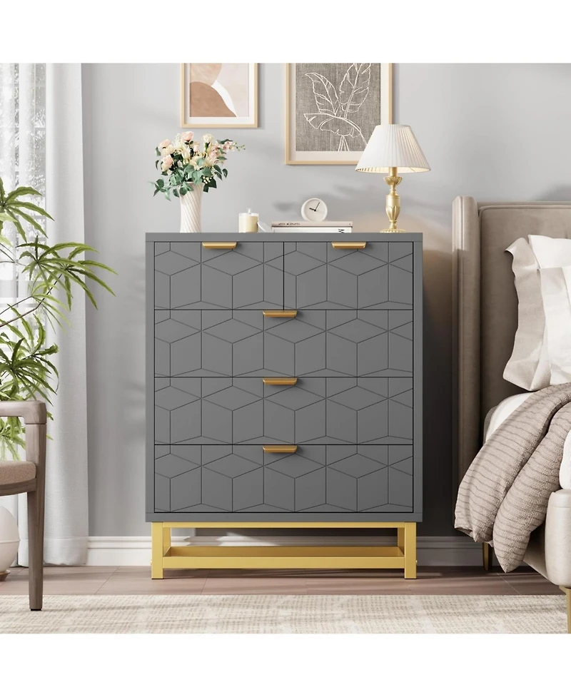 gaomon 5 Drawer Dresser for Bedroom, Chest of Drawers with Metal Base, Modern Cabinet Organizer Living Room, Hallway