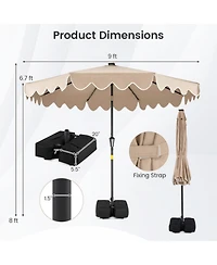 Sugift 9 Ft Patio Umbrella with Solar Led Lights and Weighted Base