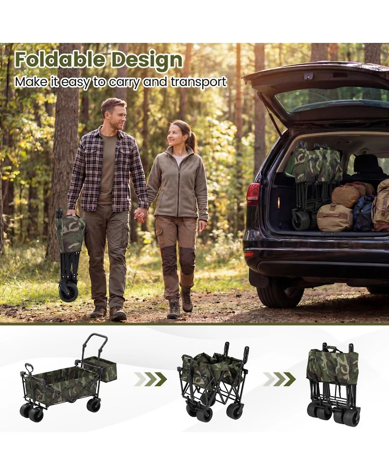 Sugift Collapsible Wagon with Removable Canopy and Detachable Storage Bag