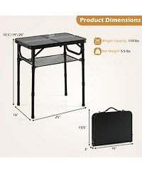 Sugift 3-Height Folding Camping Table with Large Storage Net and Handle
