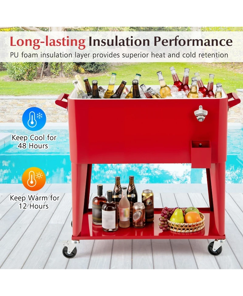Sugift Portable Patio Cooler with Bottom Storage Shelf and Bottle Opener