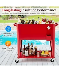 Sugift Portable Patio Cooler with Bottom Storage Shelf and Bottle Opener