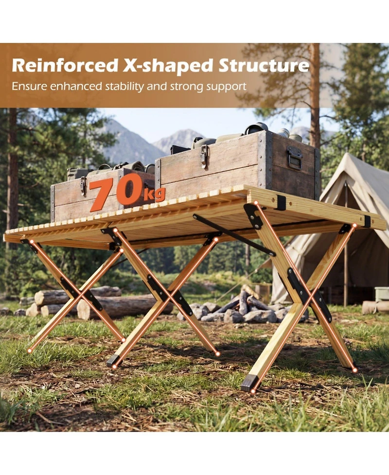 Sugift 48 inches Folding Camping Table with Carry Bag for Backyard