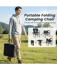 Sugift Folding Camping Chair with Flip-Up Side Table Cup Holder and Carrying Bag