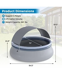 Sugift Inflatable Pool with Sunshade Canopy and 2 Air Chambers