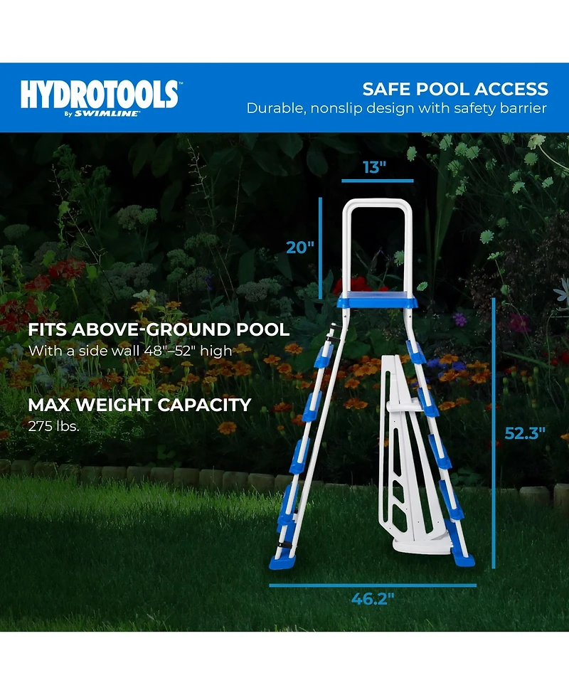 Swimline A-Frame Above Ground Pool Ladder with Barrier for 48" to 52" Pool Height
