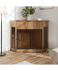 Streamdale Furniture Streamdale 44.6'' Corner Mdf Dog Crate Furniture with Storage Drawer