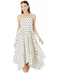 Yumi Women's Square Neck Hankerchief Hem Dress