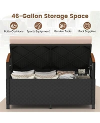Sugift 46-Gallon Outdoor Storage Bench Deck Box Patio Furniture with Cushion
