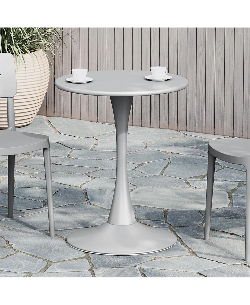 23.5" Round Outdoor Indoor Metal Cocktail Dining Table