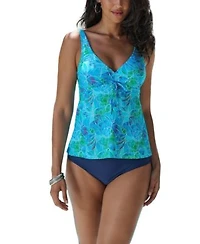 Lascana Tropical Print Underwire Tankini Top Full Coverage Mid Rise Bikini Bottom
