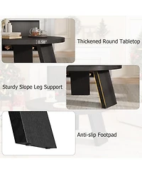 homfan 33.5" Round Coffee Table, Circle Center Table with Inclined Legs, Accent Cocktail Tables for Living Room, Bedroom, Easy Assembly