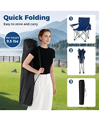 Mecale Oversized Camping Chair with Cooler Pouch and Cup Holder, 500-lb Cap