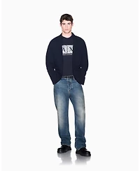 A|X Armani Exchange Men's Short Sleeve Boxed All-Over Logo Slim Fit T-Shirt