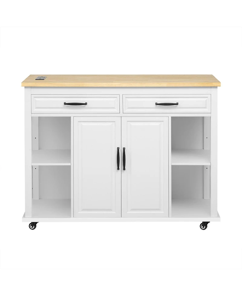 Streamdale Furniture 47'' Kitchen Island with Extendable Dining Table Storage and Power Outlet