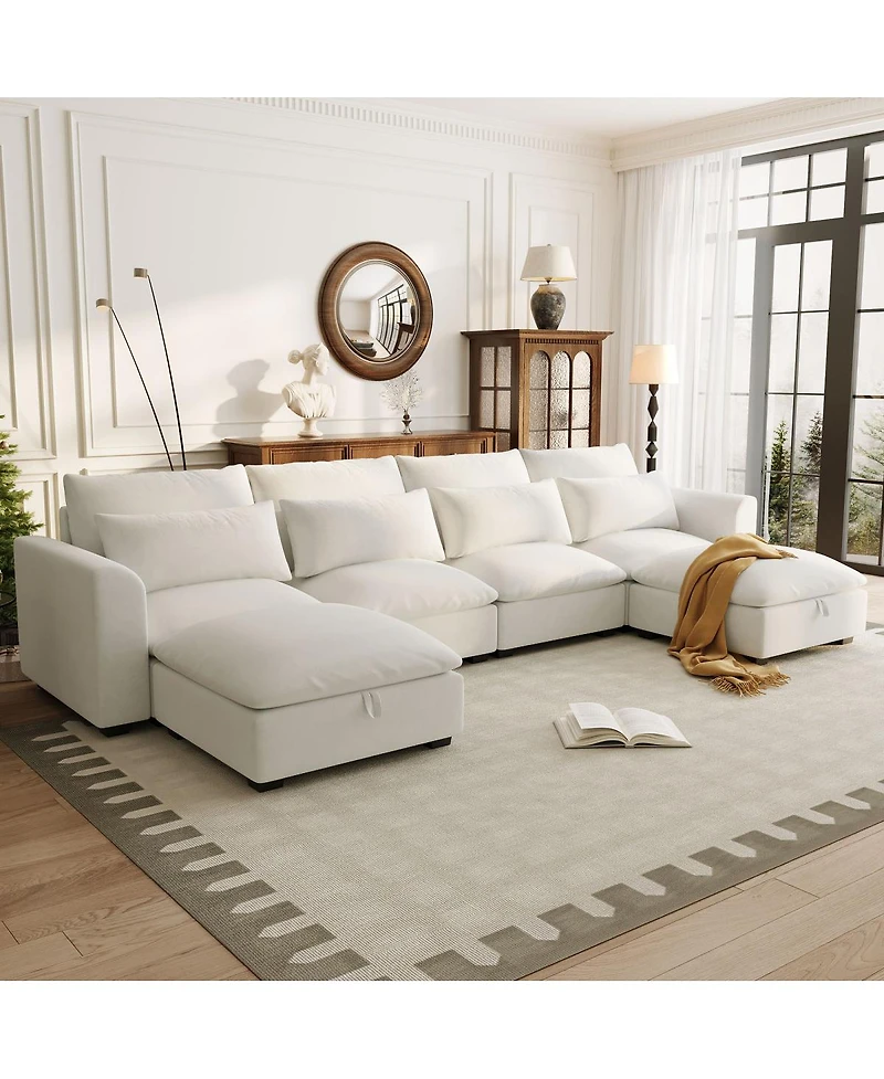 Streamdale Furniture U-Shaped Modular Corner Sofa with Two Ottomans