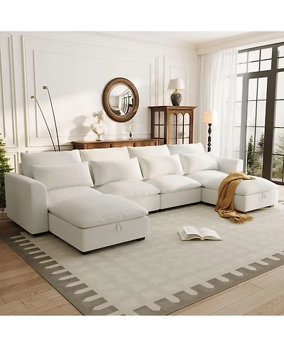 Streamdale Furniture U-Shaped Modular Corner Sofa with Two Ottomans