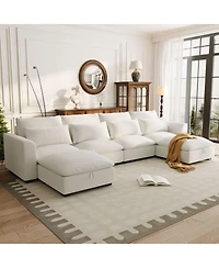 Streamdale Furniture U-Shaped Modular Corner Sofa with Two Ottomans