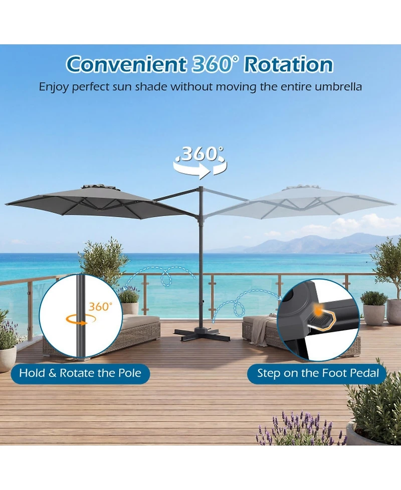 Gouun 10 Feet Patio Cantilever Umbrella with Foot Pedal and Air Vent