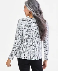 Style & Co Women's Printed Crew-Neck Button-Down Cardigan Sweater, Macy's Exclusive