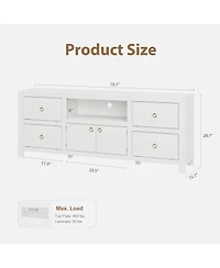 homfan Tv Stand for 70-80" Tv – 70" Farmhouse Entertain Center with Soundbar Shelf and 6 Drop-Down Doors, Holds 400 lbs for Living Room and Bed Room