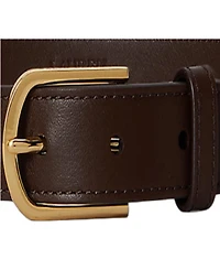 Lauren Ralph Rounded Buckle Leather Skinny Belt