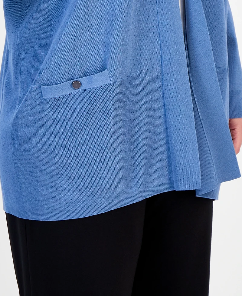 Anne Klein Plus Collarless Open-Front Cardigan