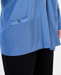 Anne Klein Plus Collarless Open-Front Cardigan
