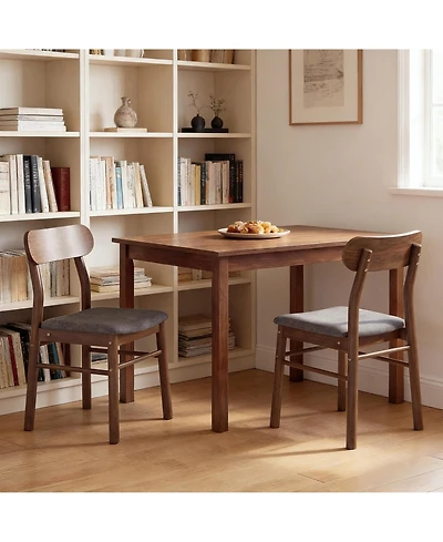 Set of 2 Dining Chairs, Curved Backrest Kitchen Chairs Upholstered Side Chairs