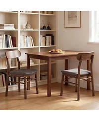 Set of 2 Dining Chairs, Curved Backrest Kitchen Chairs Upholstered Side Chairs