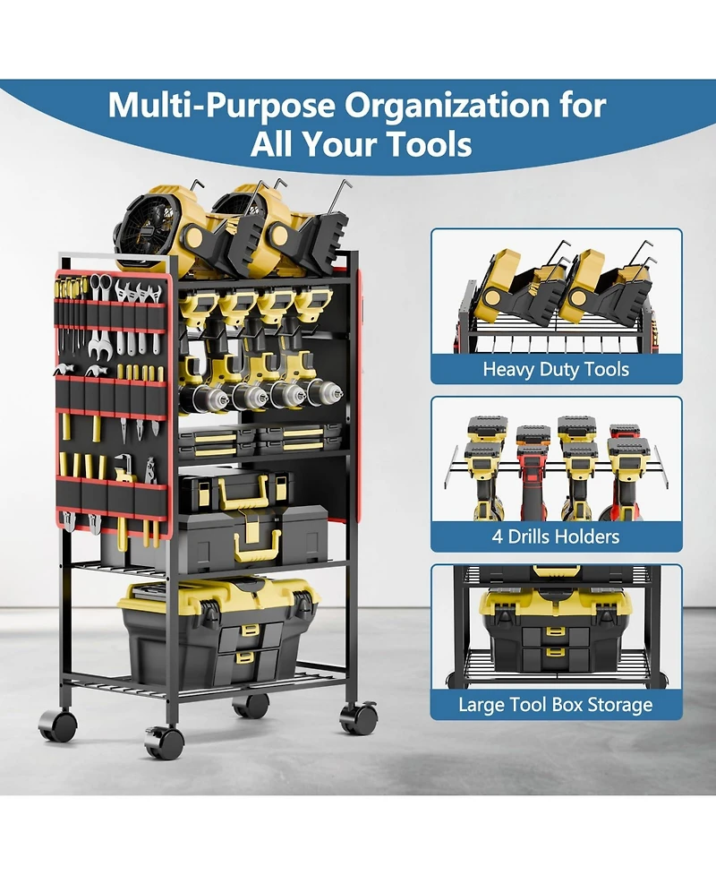 Xdovet Tool Organizer Cart Rolling Storage Rack Garage Workshop Holder