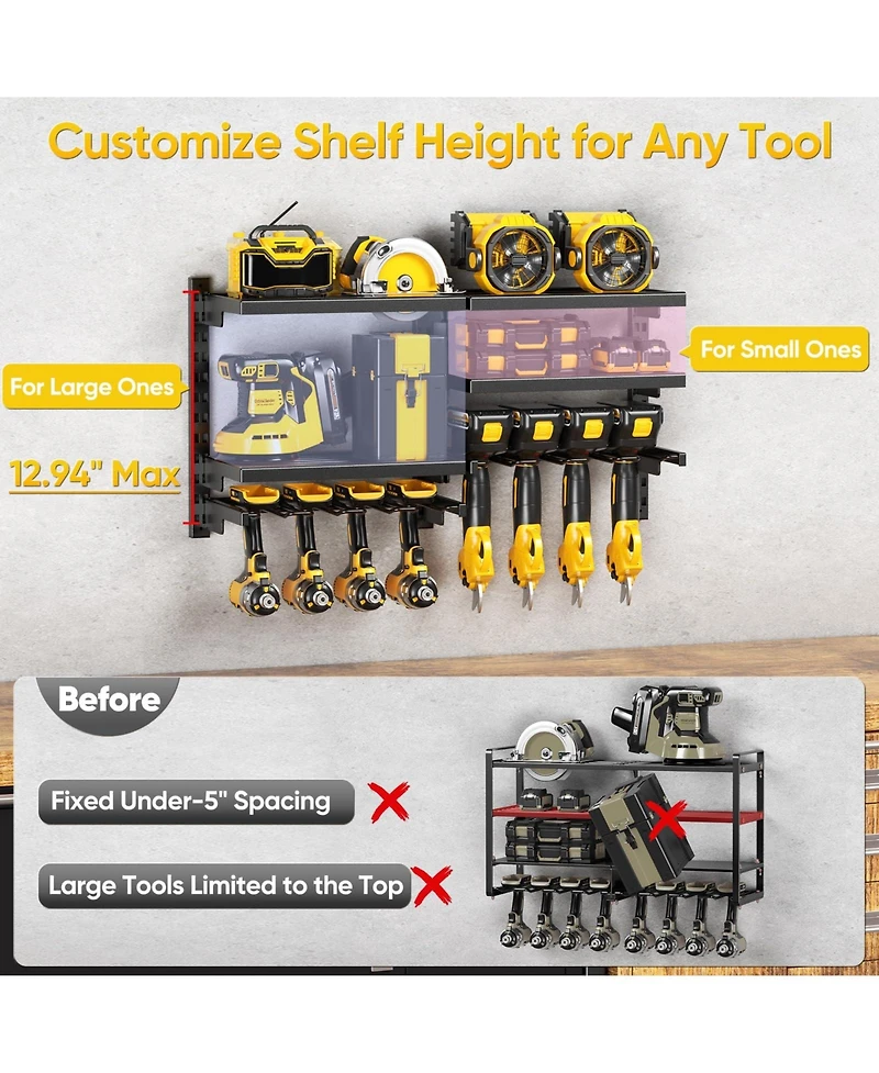 Xdovet Power Tool Organizer Wall Mount Heavy Duty Drill Holder Garage Storage Rack