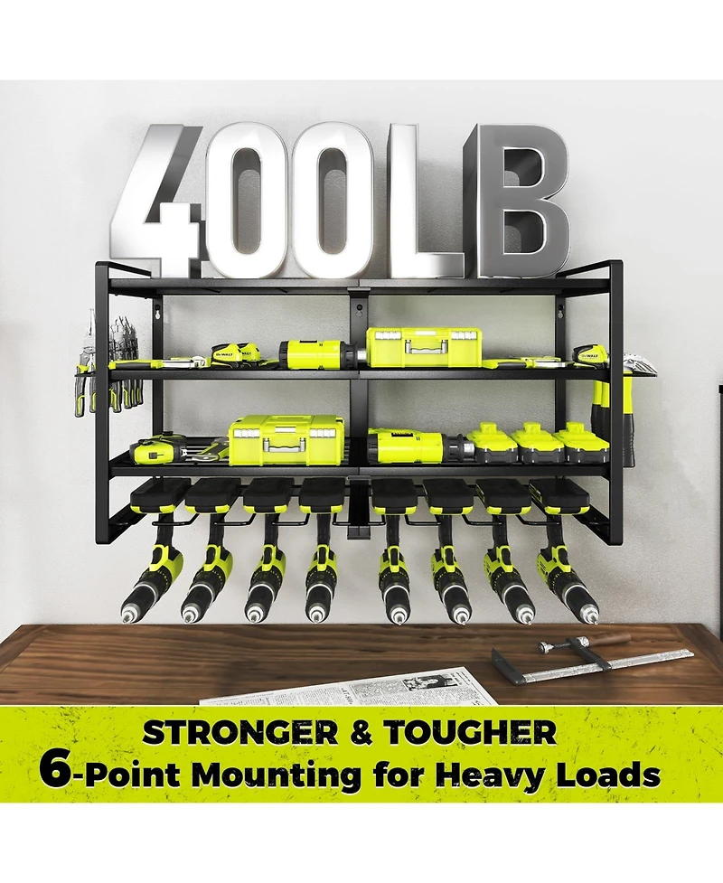 Xdovet Power Tool Organizer Wall Mount Metal Rack Drill Plier Hammer Holder