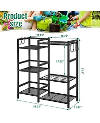 Xdovet Garden Tool Organizer 3 Tier Rack 35 Slots Heavy Duty Hooks Shed