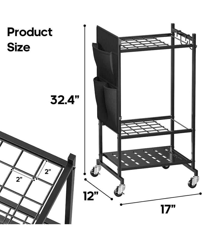 Xdovet Garden Tool Organizer Rolling Cart Tower Rack