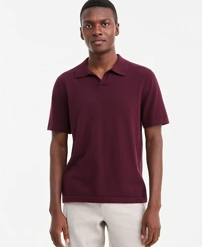 Alfani Men's Cotton-Blend Johnny-Collar Polo Sweater, Macy's Exclusive