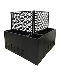 Streamdale Furniture Metal Planter-Trellis Combo (Set of 3) - Raised Garden Bed and Privacy Screen