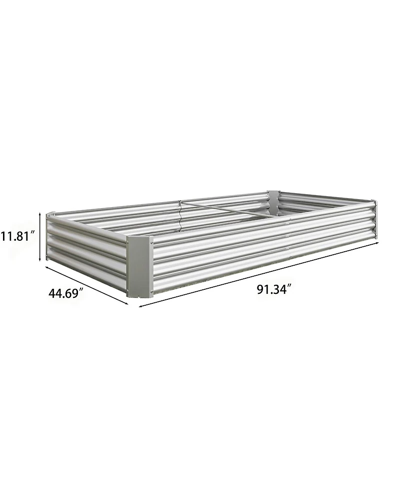 Streamdale Furniture 2Piece 8x4x1ft Metal Raised Rectangle Garden Planter Beds
