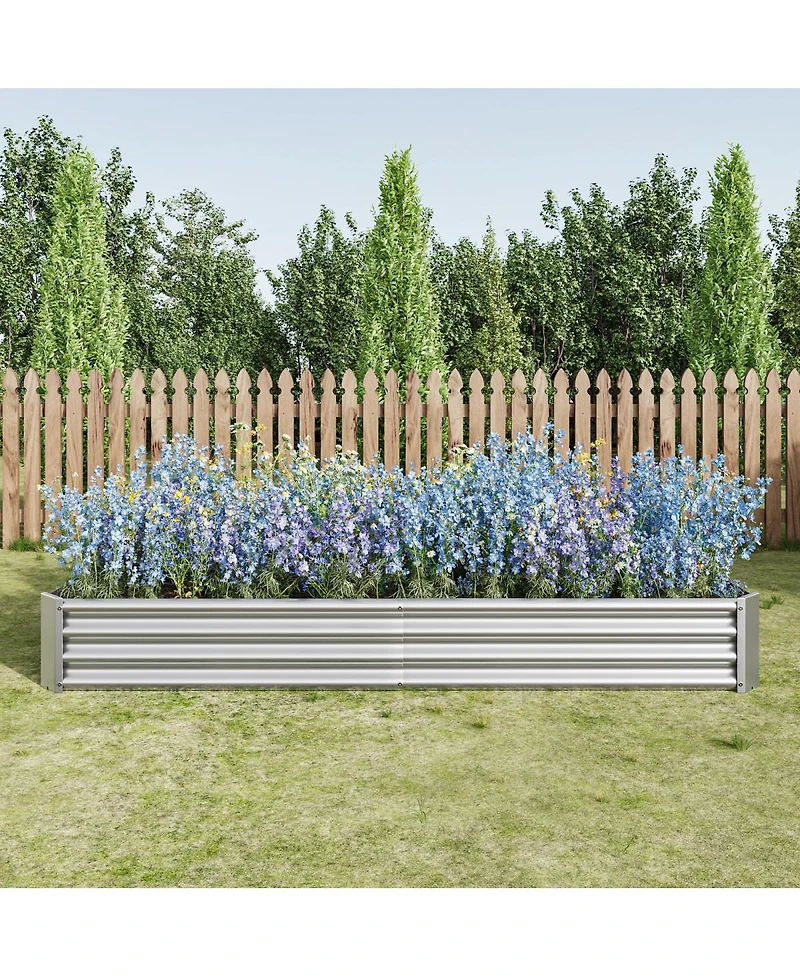 Streamdale Furniture 2Piece 8x4x1ft Metal Raised Rectangle Garden Planter Beds
