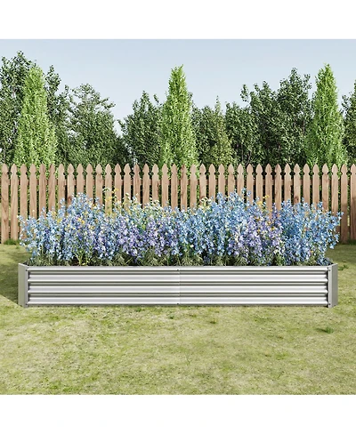 Streamdale Furniture 2Piece 8x4x1ft Metal Raised Rectangle Garden Planter Beds