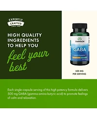 Swanson Gaba Amino Acid Supplement for Calm, Relaxation and Sleep Support High Potency Formula for Healthy Stress Levels 100 Capsules