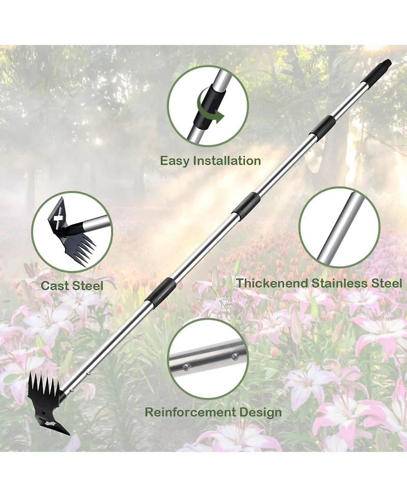 Xdovet Weed Puller Long Handle Manual Weeder Rake Hoe Garden Tool