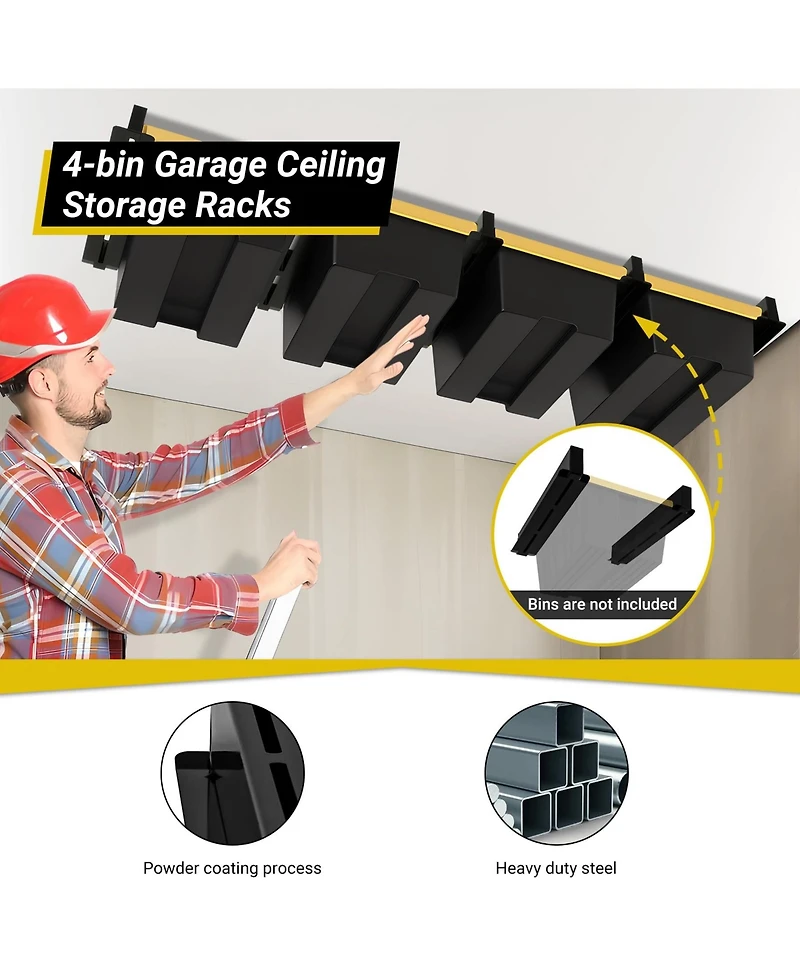 Xdovet Overhead Ceiling Rack 4-Bin Storage System